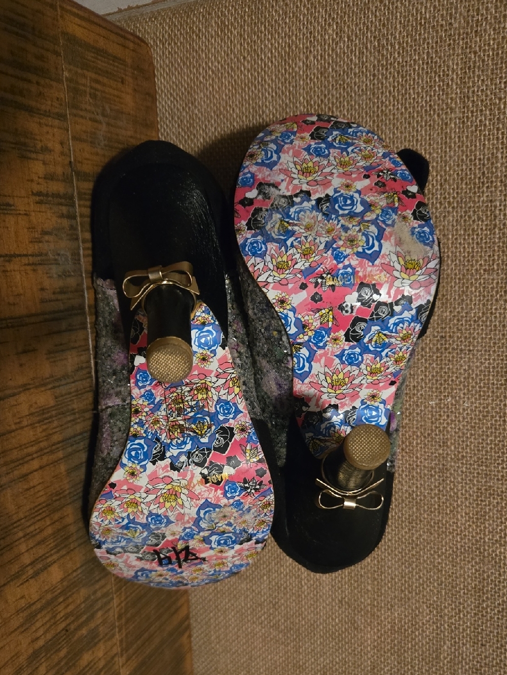 Irregular Choice Women’s Black and Purple Floral Accent High Heels - Picture 7 of 7
